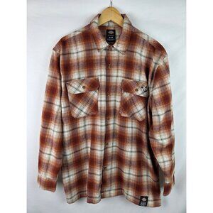 Dickies Men's Flannel Shirt Size Medium Orange Skateboarding Ronnie Sandoval Top